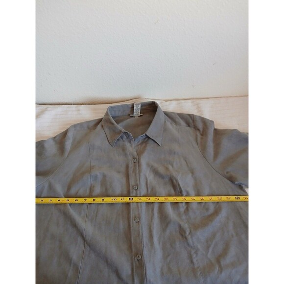 Catherines Womens Blouse Long Sleeve Gray Button Up Collared 1X 18/20W - Picture 10 of 14